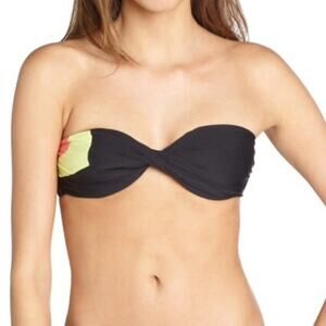 LSpace Black Contrast Geo Twist Bandeau Bikini Top D Cup Colorblock Y2K